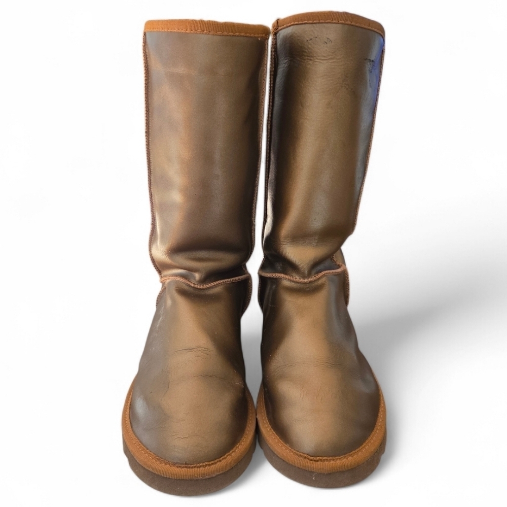 UGG Leather Classic Tall Metallic Sheepskin Bronze Gold Women's Boots Size 10W